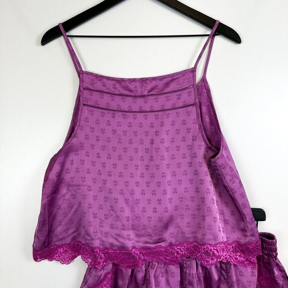 NWT Intimately Free People Midnight Muse Sleep Set Pajama Satin Purple $78 - L - Picture 4 of 9
